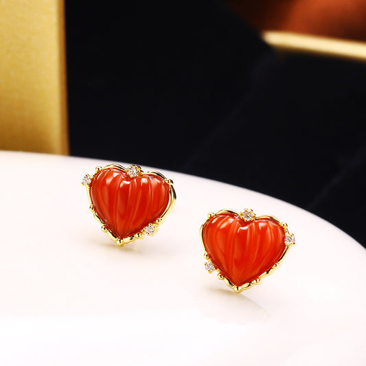 Anti Allergy Small Red Heart Earrings