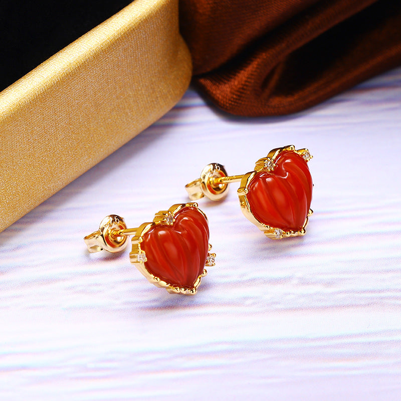 Anti Allergy Small Red Heart Earrings