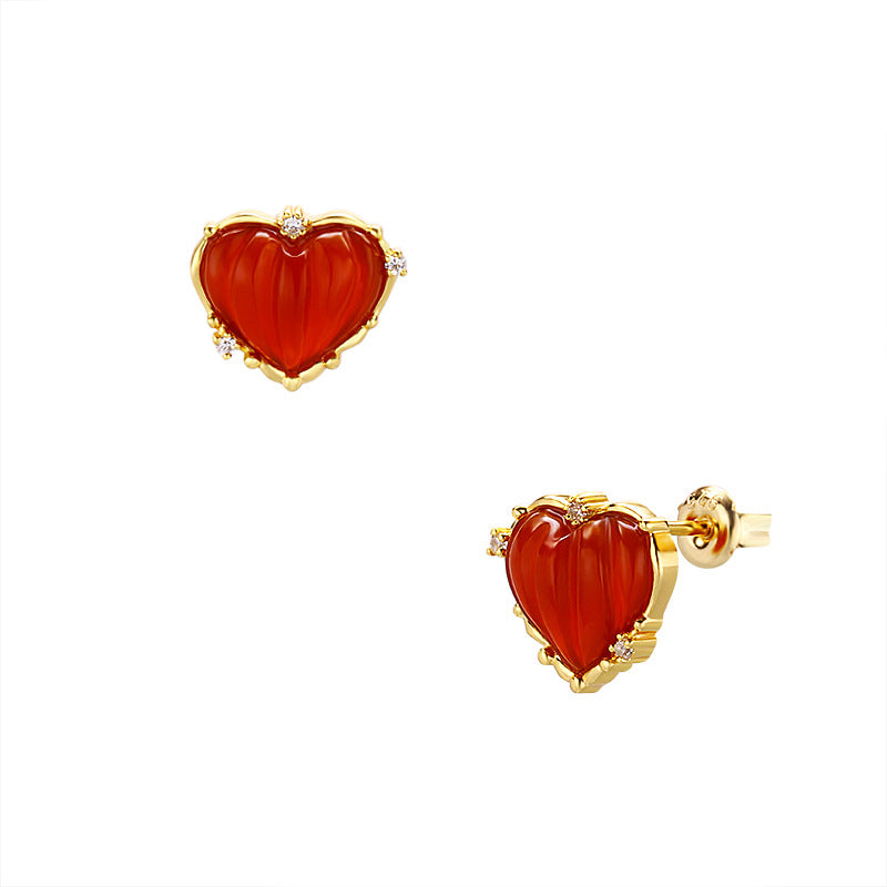 Anti Allergy Small Red Heart Earrings