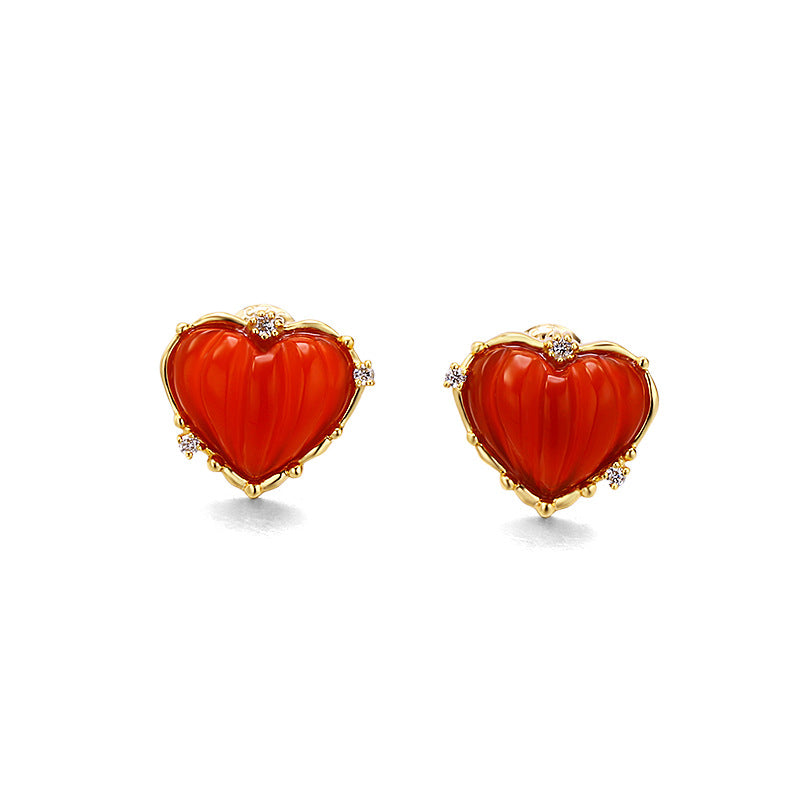 Anti Allergy Small Red Heart Earrings